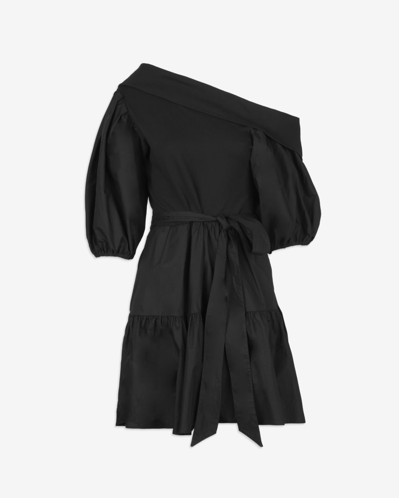 Front of a size 1X Short Georgia Dress in Black by Tanya Taylor. | dia_product_style_image_id:324421